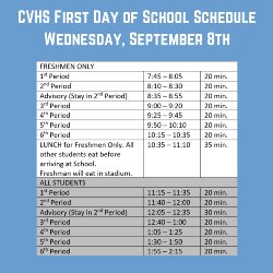 first day of school schedule